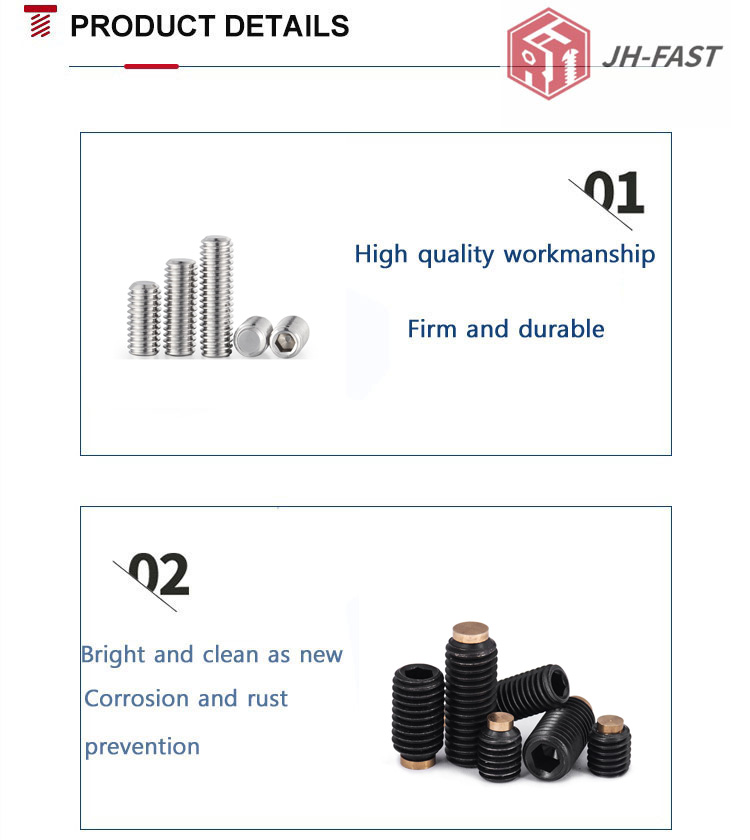 Metric Measurement System SS304 Headless Hexagon Socket Set Screws Passivated Finish