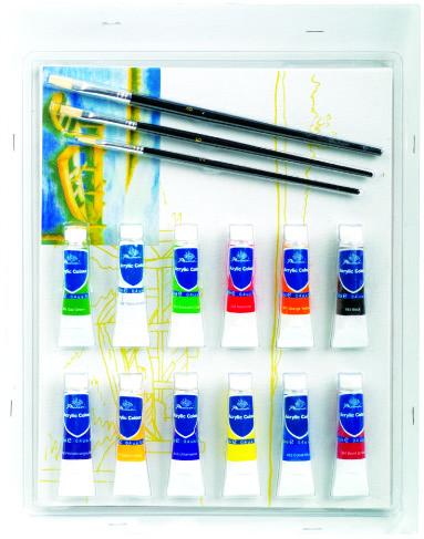 Quality 3mm Wooden Palette Included Art Painting Set Art Kits For Toddlers 18pcs for sale