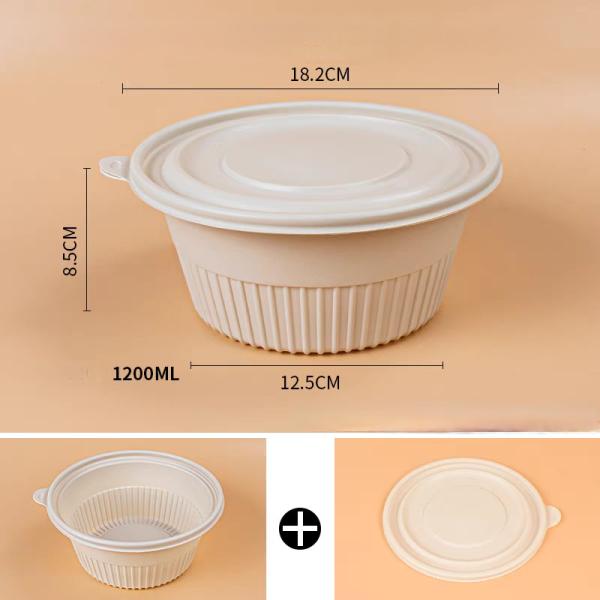 Disposable Corn Starch Container Degradable 2 Layer For Soup Noodle
