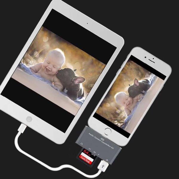 Lightning Adapter Card Reader Hub 5 in 1 Converter 8 Pin Lightning for iPhone 7 iPad Camera