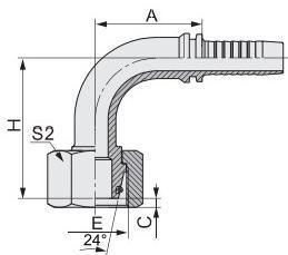 High Pressure Hydraulic Elbow Hose Ferrule and Fitting Metric Manufacturing 20591