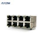 Female Right Angle RJ45 Jack Connector , PCB Double Layer RJ45 Modular Connector