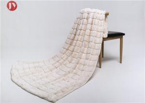 Extra Cozy Faux Rabbit Fur Blanket ,square embossed  Faux Fur Animal plush Couch Blanket