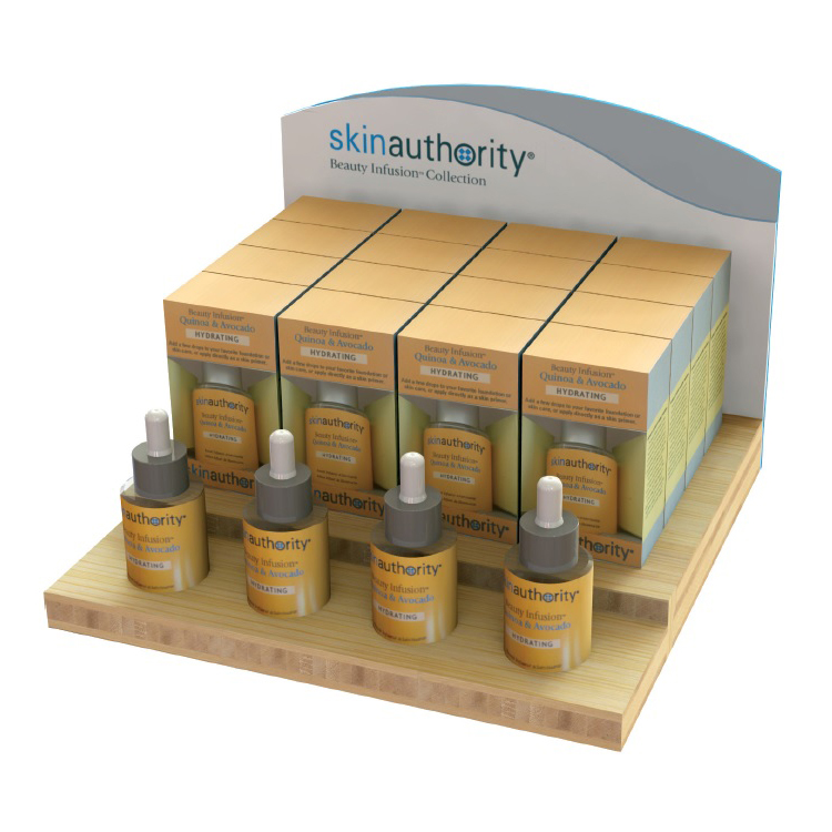 Countertop Cosmetic Display Stand Wooden Skin Care Display Stands Retail Makeup Display