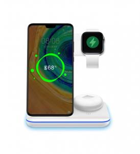 Buy cheap Fast  Fireproof  Qi Wireless Charger Dock 15w 3 In 1 Charging Stand With Lamp product