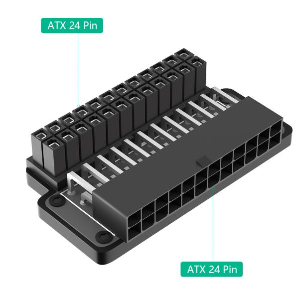 ATX 24Pin Female To 24pin Male 90 Degree Power Adapter With Power OK And Stand By LED And ABS Plastic Top Cover
