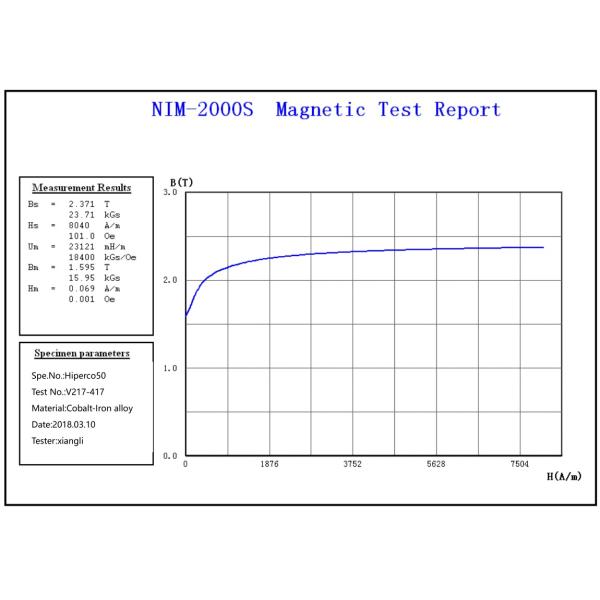 Cold Rolled Strip Soft Magnetic Alloys ASTM A801 UNS R30005 FeCoV High Permeability