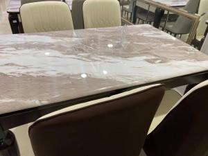 Deep Walnut Color Living Spaces Dining Table , Colorful Solid Wood Table Set