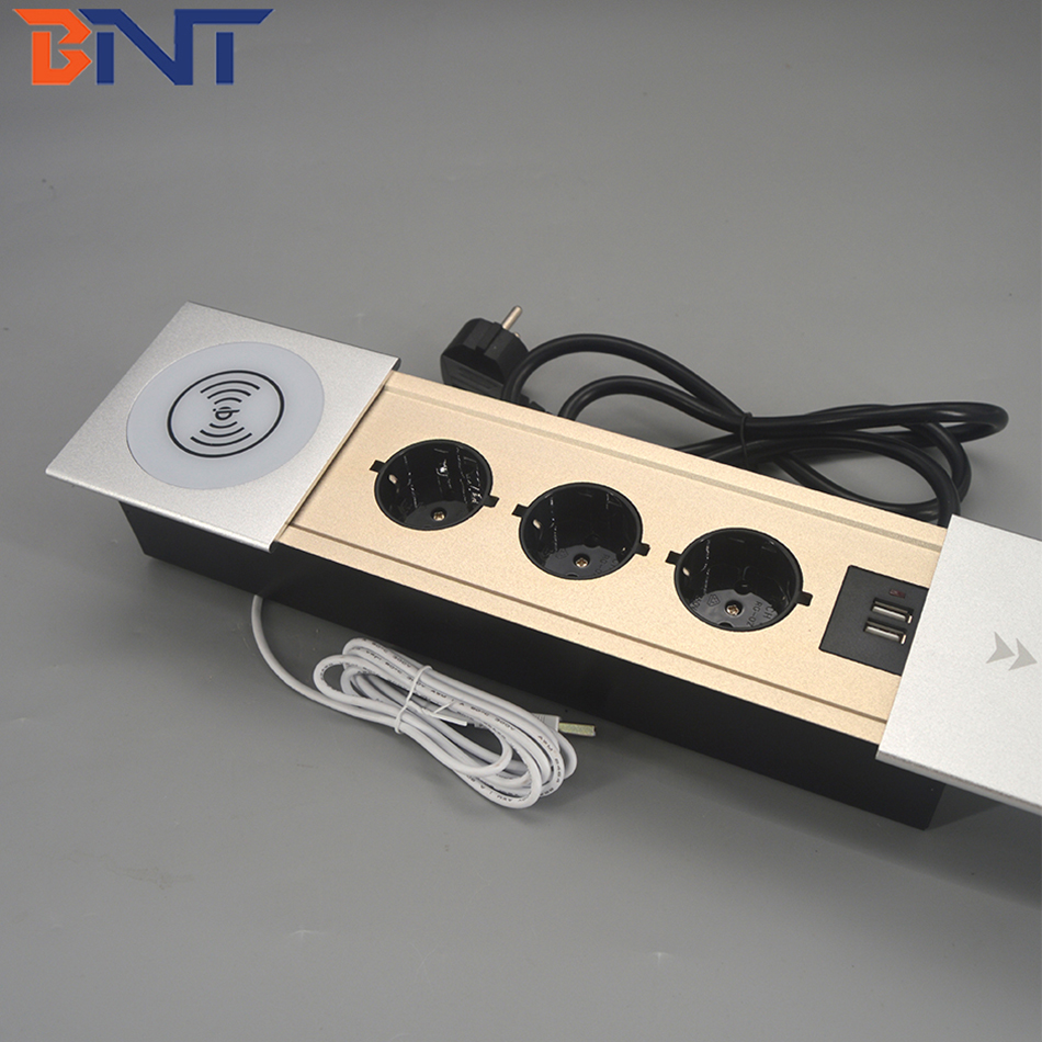 Intelligent built in table mounted wireless charger socket with EU power and usb