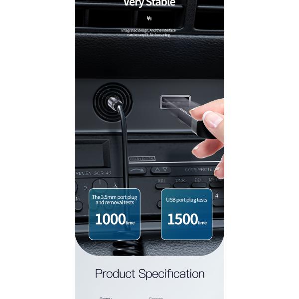 Aux Bluetooth Audio Receiver with 3.5mm Audio Cable 3.5mm Aux Audio Converter 3.5mm Jack