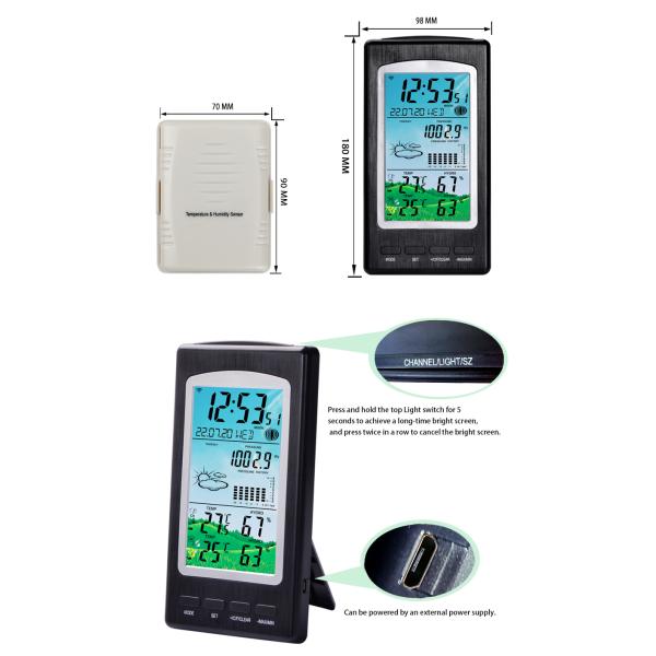 Outdoor Sensor Color Weather Station With Barometer And Indoor Thermo-Hygrometer