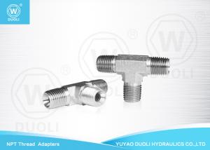 China Precision Male NPT Thread Adapters , Metal Hydraulic Hose Tee Connectors on sale