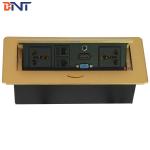 Gold Color Hidden Desk Socet Box with Pre-wired H-DMI & VGA jack