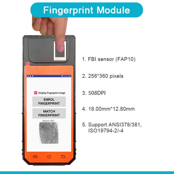 Quality All in One Android  4G FBI Cerificated Fingerprint Scanner Mobile POS Terminal with POS System FP09 for sale