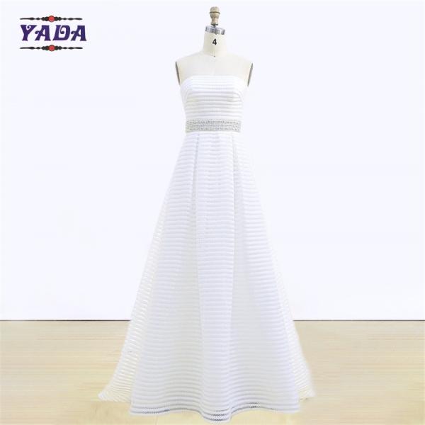 Quality Modern strapless a-line trailing off-shoulder traditional elegant bridal wedding dresses simple with beaded for sale