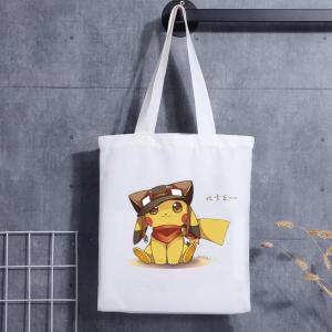 China Custom Print Canvas Shoulder Tote Bag Cartoon Letter Print Shopping Cotton Canvas Bag on sale