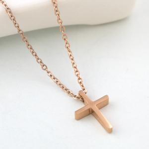 China Rose gold necklace with Stainless Steel, Cross necklace, Cross Pendant Necklace on sale