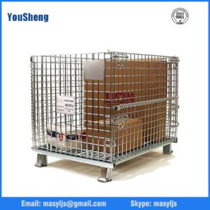 China Galvanized wire mesh cage storage, folding wire container, bins, wire stacking baskets on sale