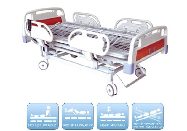 Quality Center Control Lock Electric Medical Bed , Seven Functions Motor Adjustable Hospital Bed for sale