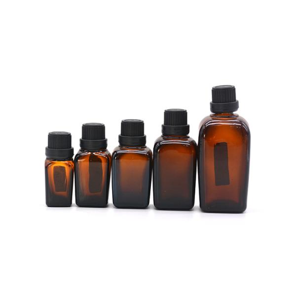 Square glass dropper bottles bottle with 15ml 30ml pump