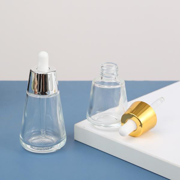 Industrial Cosmetic Elegant 30ml 50ml 1oz 2oz Green Empty Oil Serum Dropper Bottles with Box Customize Unique Cone Shape