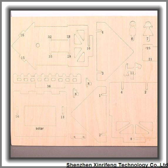 Promotion 3D Wooden Puzzle Solar Toy Powered Solar DIY Wooden Toy House Model Wood Craft Assembly