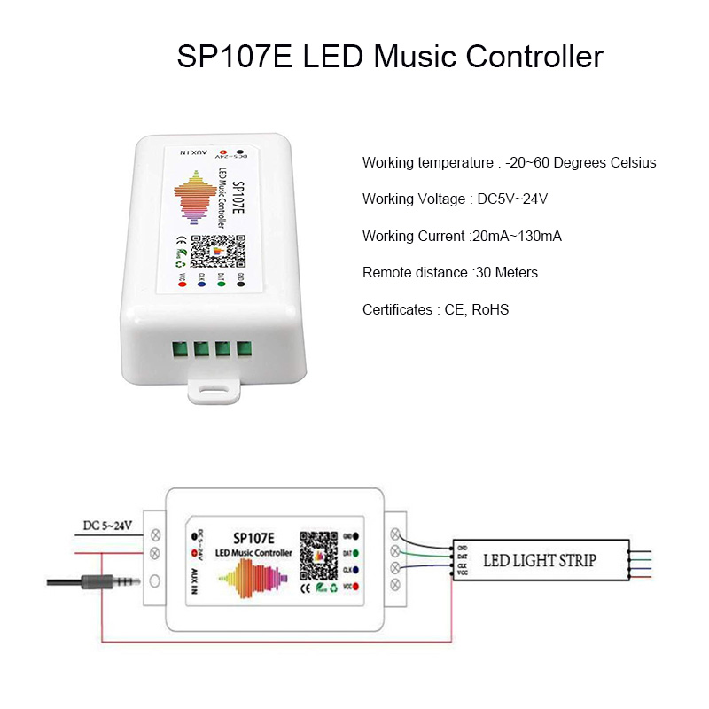 Bluetooth LED Strip Smart Controller , Pixel Light Controller SP110E SP108E