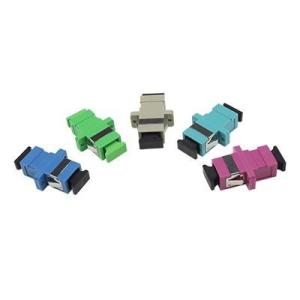 Buy cheap Blue SC UPC SX Fibre Optic Adaptor With Flange Black Dust Cap product