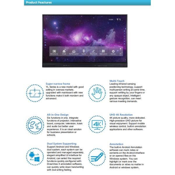 AIO Interactive Touch Screen Whiteboard CCC ROHS certificate