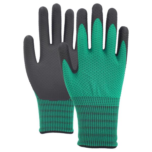 Quality 13 Gauge Nitrile Coated Work Gloves Pineapple Textured Enhanced Grip Comfort Microfoam for sale