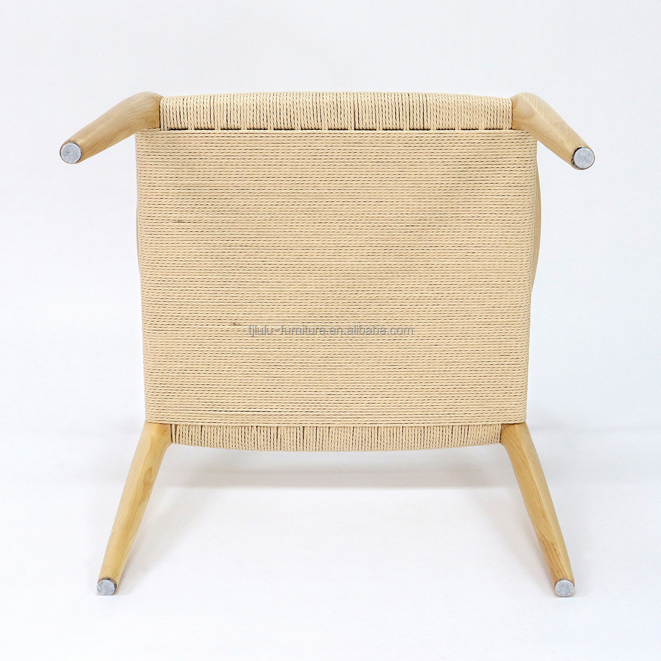 Office Building Furniture Hand-woven Cord Solid Wood Dining Chair with Nitrolacquer Finish in Nordic Style