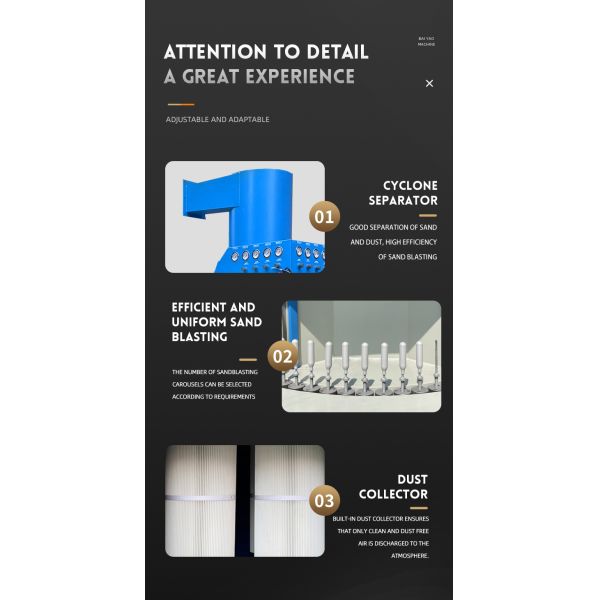 Automatic Sandblasting Machine Turntable Type with 12PCS Boron Cabide Nozzle