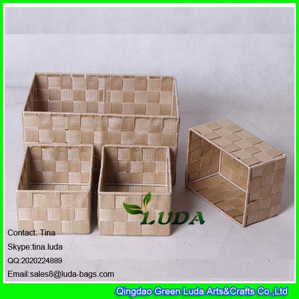Quality LDKZ-003 set of four handwoven pp yard household storage basket for sale