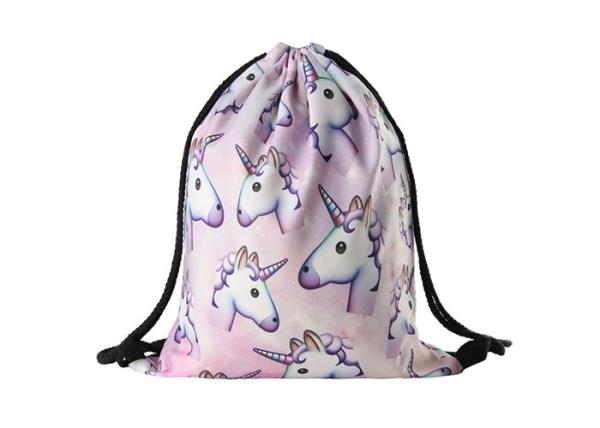 Quality Transfer Print Polyester Drawstring Bag Backpack Unicorn Printed For Kids for sale