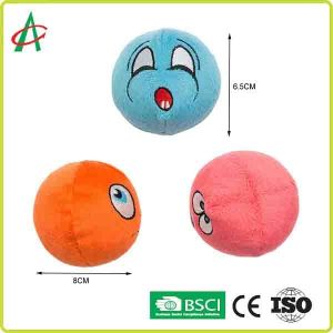 Custom Ball Shaped Plush Squeaky Small Pet Toys With Different Emoji