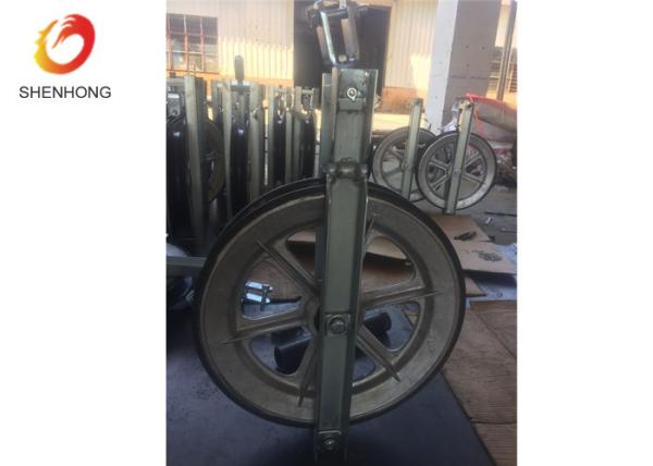 Quality Single Sheave Stringing Conductor Large Diameter Rope Pulley Block With Rubber Linned for sale