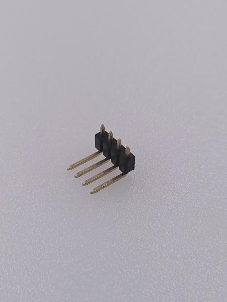 Quality PCB Pin Header Connector , 2.54mm Pitch Single Row Pin Header 1x4P Right Angle DIP for sale
