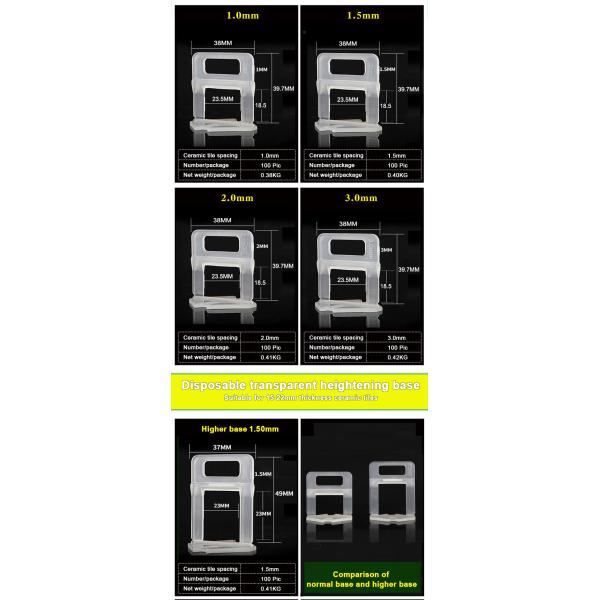 Tile Leveling System plastic decking spacer leveler ceramic tile 3mm spacers