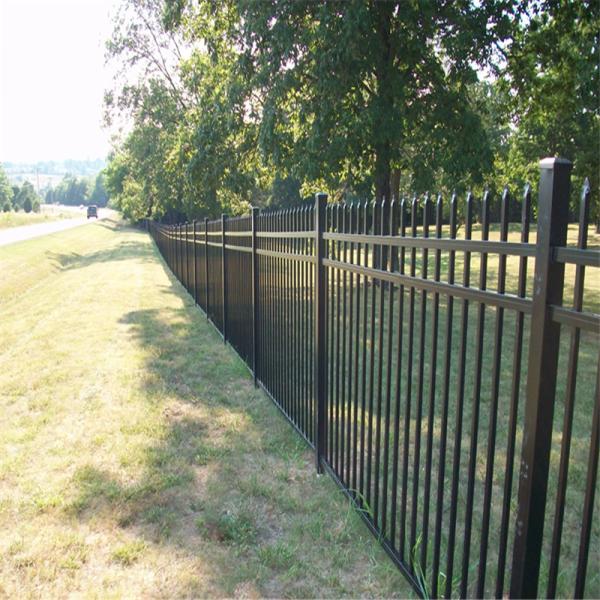 Industrial Tubular Steel Fencing Black 2100x2400mm Metal Fencing Panels