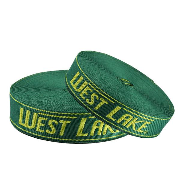 Green Polyester Webbing Tape PP Ribbon On Nylon Webbing For Bags