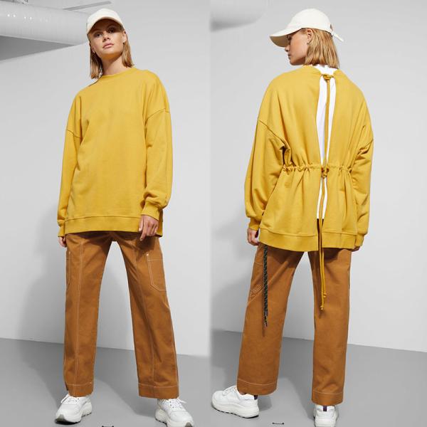 Quality Fall Clothing Women Open Back Crewneck Blanket Sweatshirt for sale