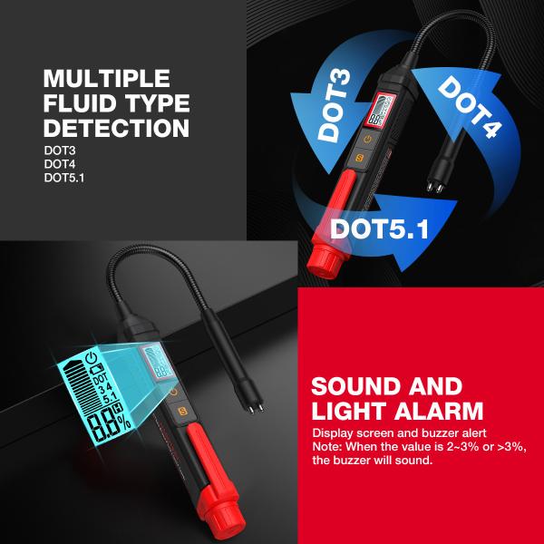 HT663L Brake Fluid Liquid Tester Brake Oil Detecting Pen Automobile Brake Fluid Content Detector