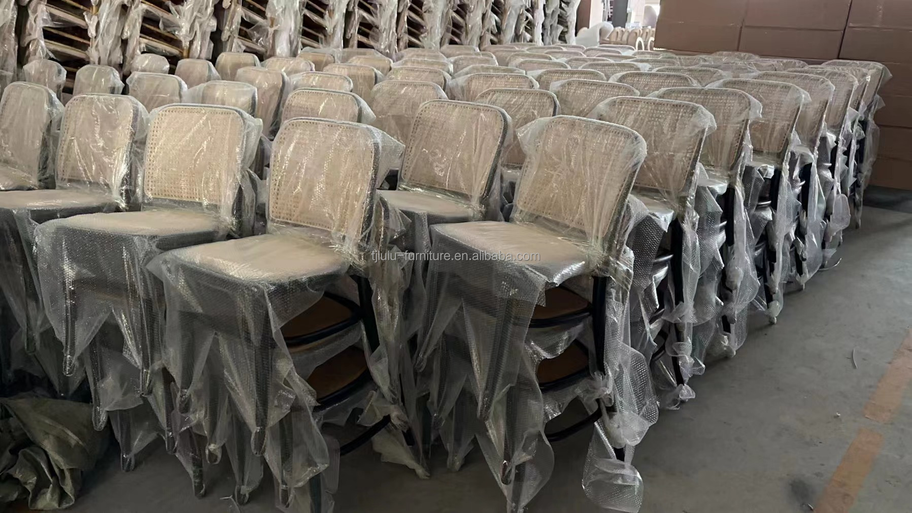 Dining Chair Modern Rattan Frame Banquet Chair for Events W45cm*D51cm*H83cm