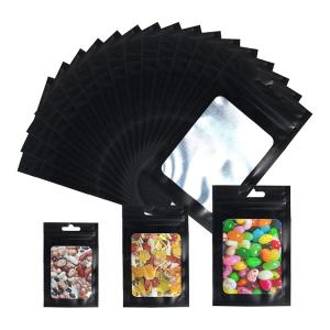 Buy cheap Resealable Smell Proof Candy Black Mylar k Bags With Front Window For Food Storage Coffee Beans, Jewelry Packaging product