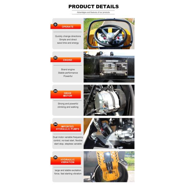Hydraulic Compactor Vibratory Road Roller 4Ton 6Ton 8Ton Road Roller for Sale