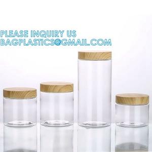 Buy cheap Eco-Friendly Natural Frosted Amber Clear Jars Containers Pot Body Butter Cosmetic Cream Jar With Bamboo Lid product