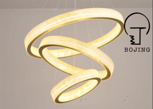 Quality Modern Hanging Lighting Luxury Circle Rings 3000K Pendant Light Gold LED Crystal Chandelier for sale