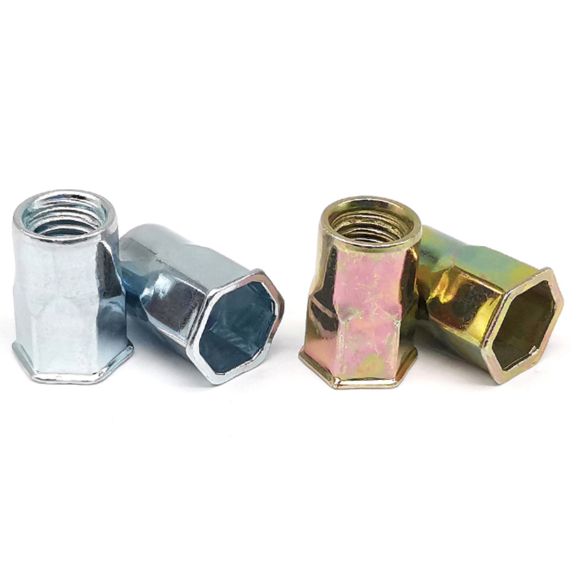 Flat Head Riveted Nuts Flat Round Head Internal And External Half Hex Rivet Nuts Hex Insert Rivet Nut