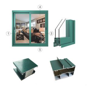 Buy cheap 6063 Alloy Aluminum Sliding Window Frame Green Powder Coating product