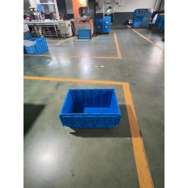 Trailer, Storage Container, Nesting and Stackable Plastic Storage Box with Lid Attached, Clear Tote for Garages, Closets, and Moving